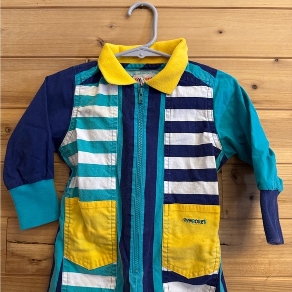 Vintage 90’s Gymboree Size XS/9-12 Months Retro Stripe Collared Jumpsuit - Picture 6 of 12